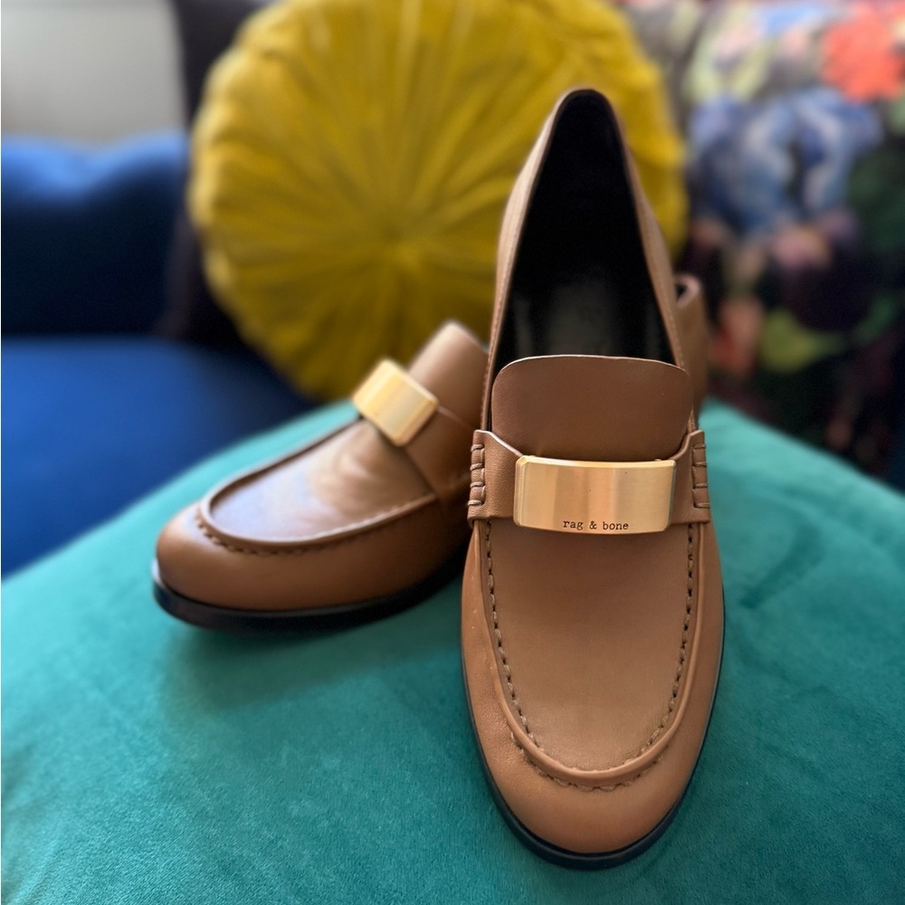 Rag & Bone brown Loafers with Gold Accent